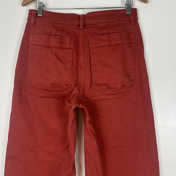 Everlane  Organic Cotton Wide Leg Pants 26.5" Size 10 Faded Red  High Rise - Picture 8 of 12